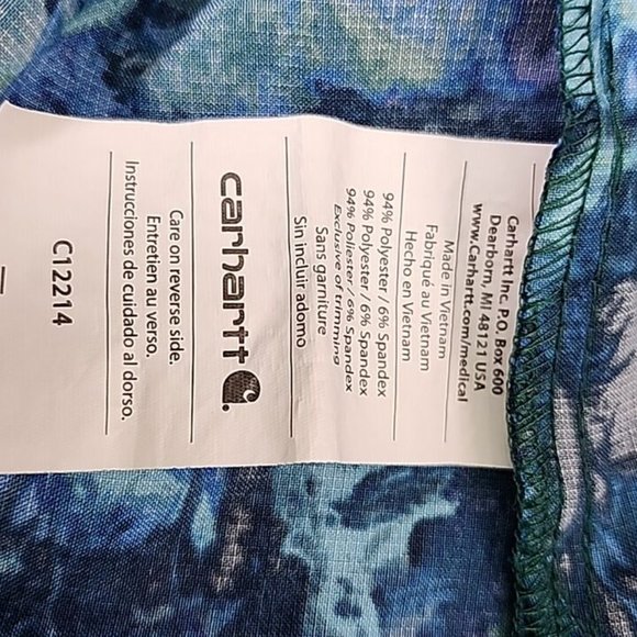 CARHARTT Blue Green Purple Nurse Medical Scrub Uniform Shirt Top Scrubs Small - Picture 8 of 11